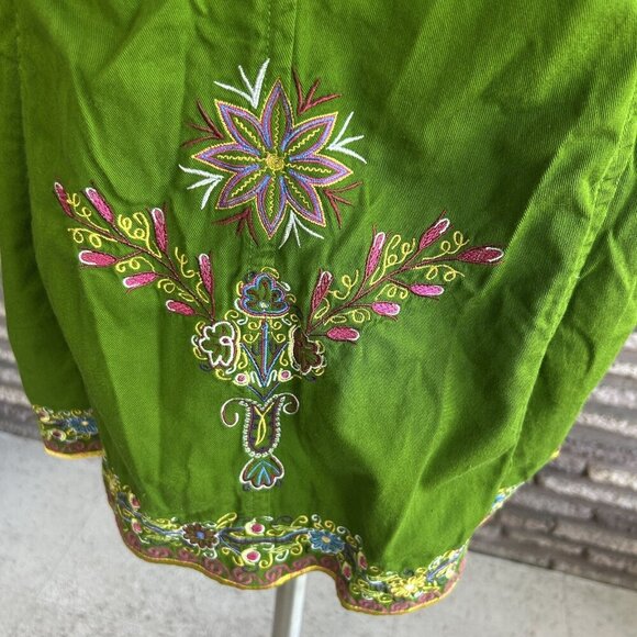 Johnny Was Green Embroidered Fitted Coat Mandala on the Back Size Medium - Picture 5 of 13